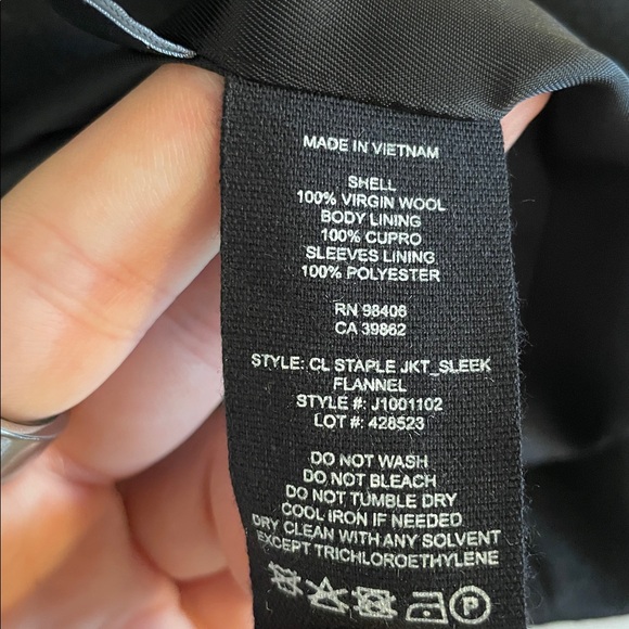 Theory Collarless Staple Jacket Blazer Sleek Flannel Women’s Size 6 Wool Black - Picture 8 of 8